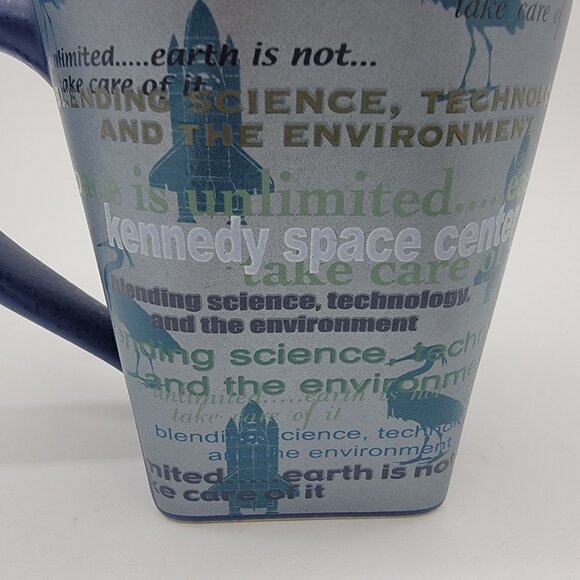 NASA‎ Kennedy Space Center Space Shuttles Coffee Mug Blue DNC Square Bottom NEW - Picture 2 of 6